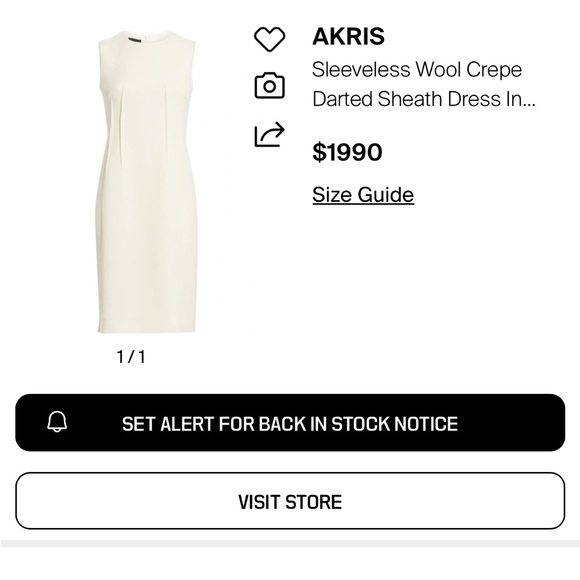 $1,990 Akris Cream/Ivory Pintucked Double Face Wool Crepe Sheath Dress Size US10 - Picture 2 of 7